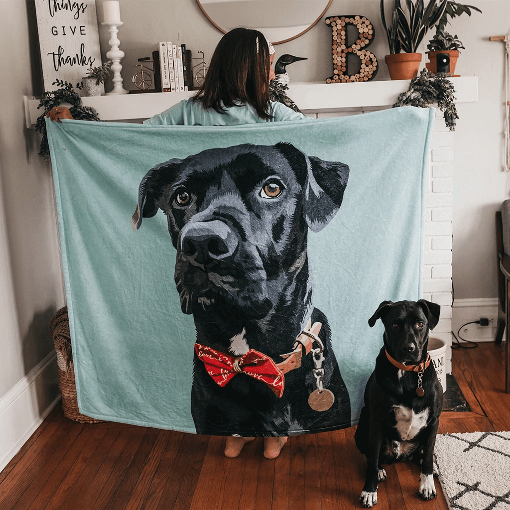 Custom Pet Blanket Dog Portrait Blanket Personalized Photo Blanket With Dog Face