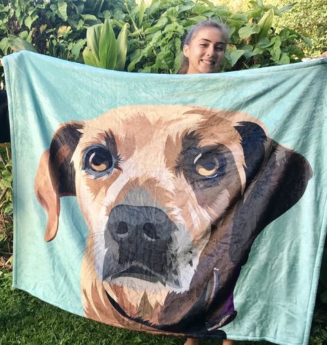 Custom Dog Blankets Personalized Pet Photo Blankets Customized Pet Portrait Blanket Warm Gifts