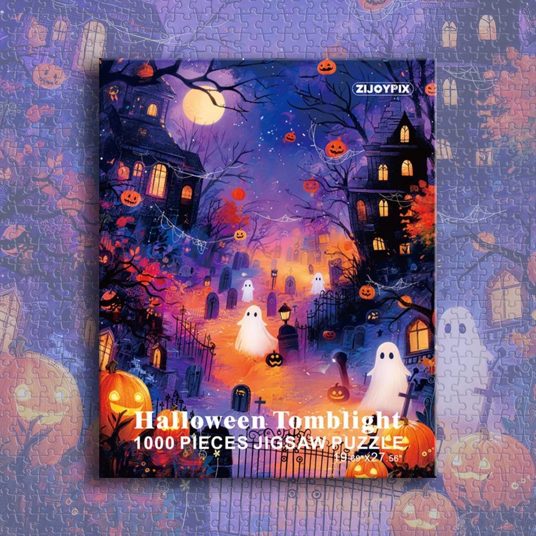 Creative Halloween Puzzle Set for Teens & Adults - Cozy Night In, Book Lovers & Art Enthusiasts, Relaxation Therapy