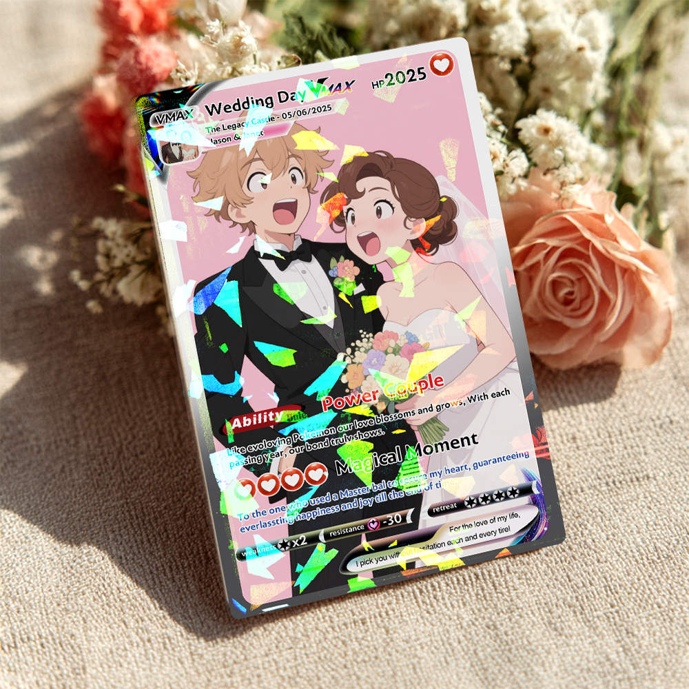 Personalized Poke Card Customize Anime Acrylic Card for Couple Legendary Card Ornament Anniversary Gift - Get Photo Blanket