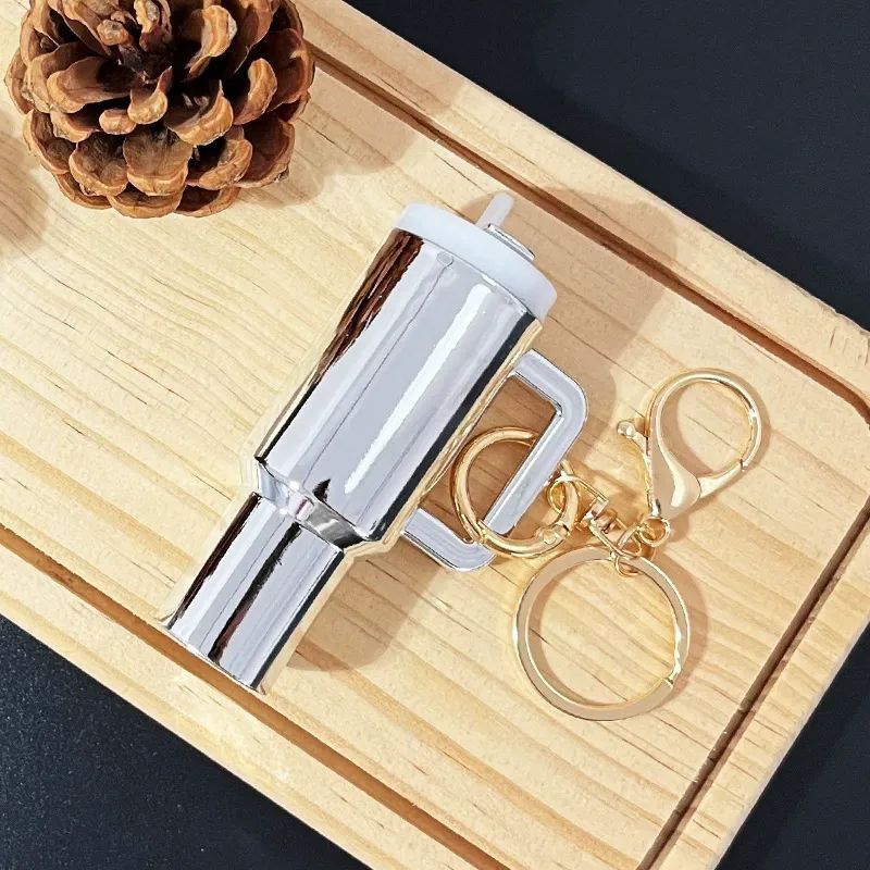 Mini Tumbler Keychain with Detachable Lipstick and Lip Gloss Storage