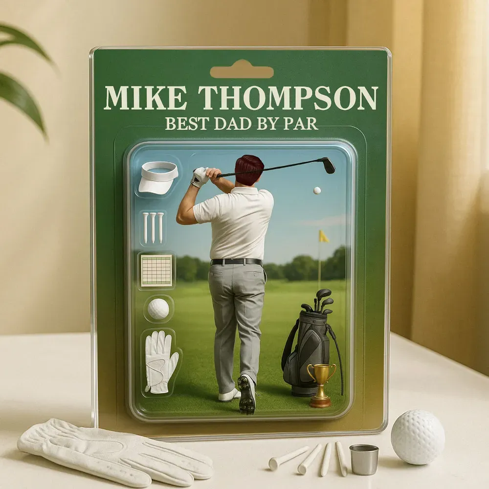Personalized Acrylic Block Plaque Best Dad and Grandpa, Golf Lover, Realistic Figure Design - Get Photo Blanket