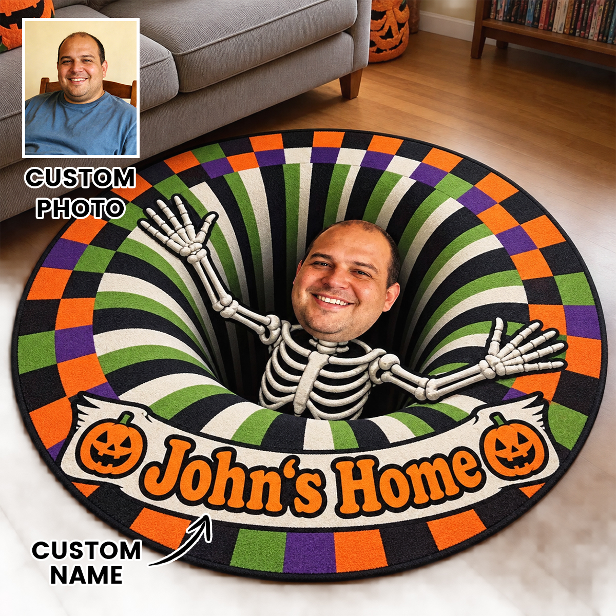 3D Pumpkin Reaper Halloween Rug