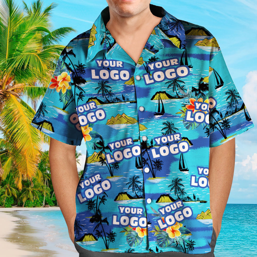 Custom Logo Hawaiian Shirts Mountains Personalized Aloha Beach Shirt For Men - Get Photo Blanket