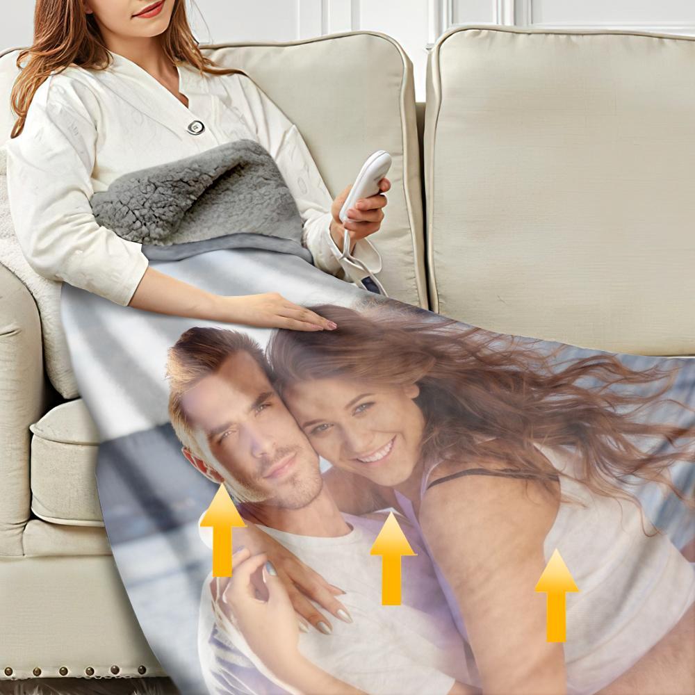 Personalized Photo Heated Blanket Soft Fleece Electric Blanket 10 Heat Settings Heating Blanket with 3 Time Settings - Get Photo Blanket