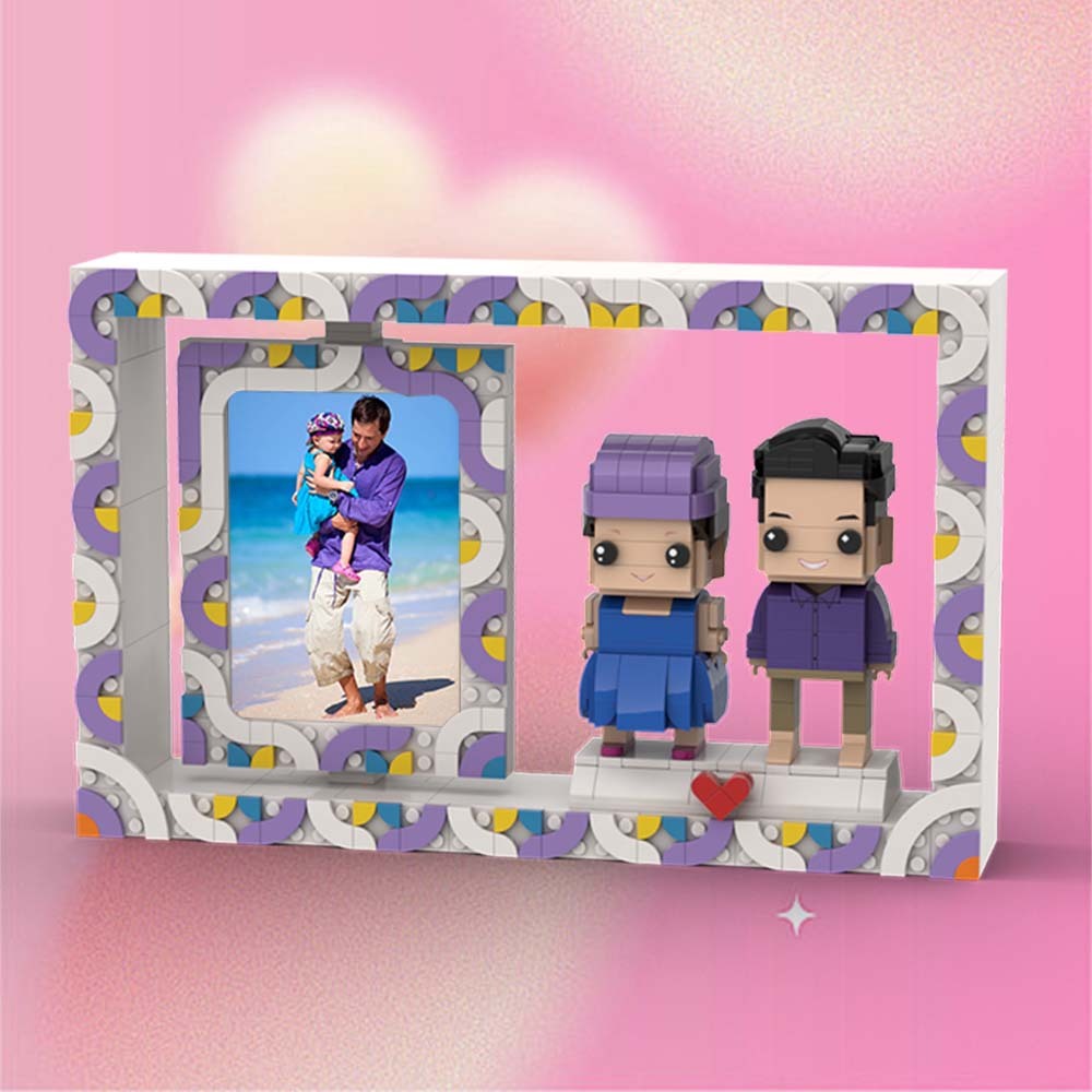 Customizable 2 People Photo Frame Custom Brick Figures Full Body Customization Small Particle Block - Get Photo Blanket