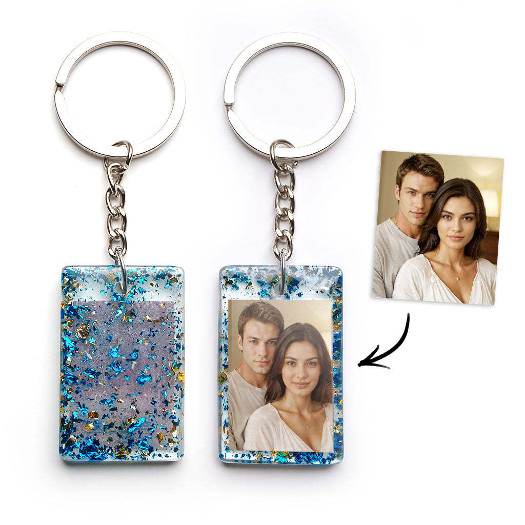 Personalized Photo Keychain Customized with Your Photo Resin Photo Keychain Anniversary Gift - Get Photo Blanket