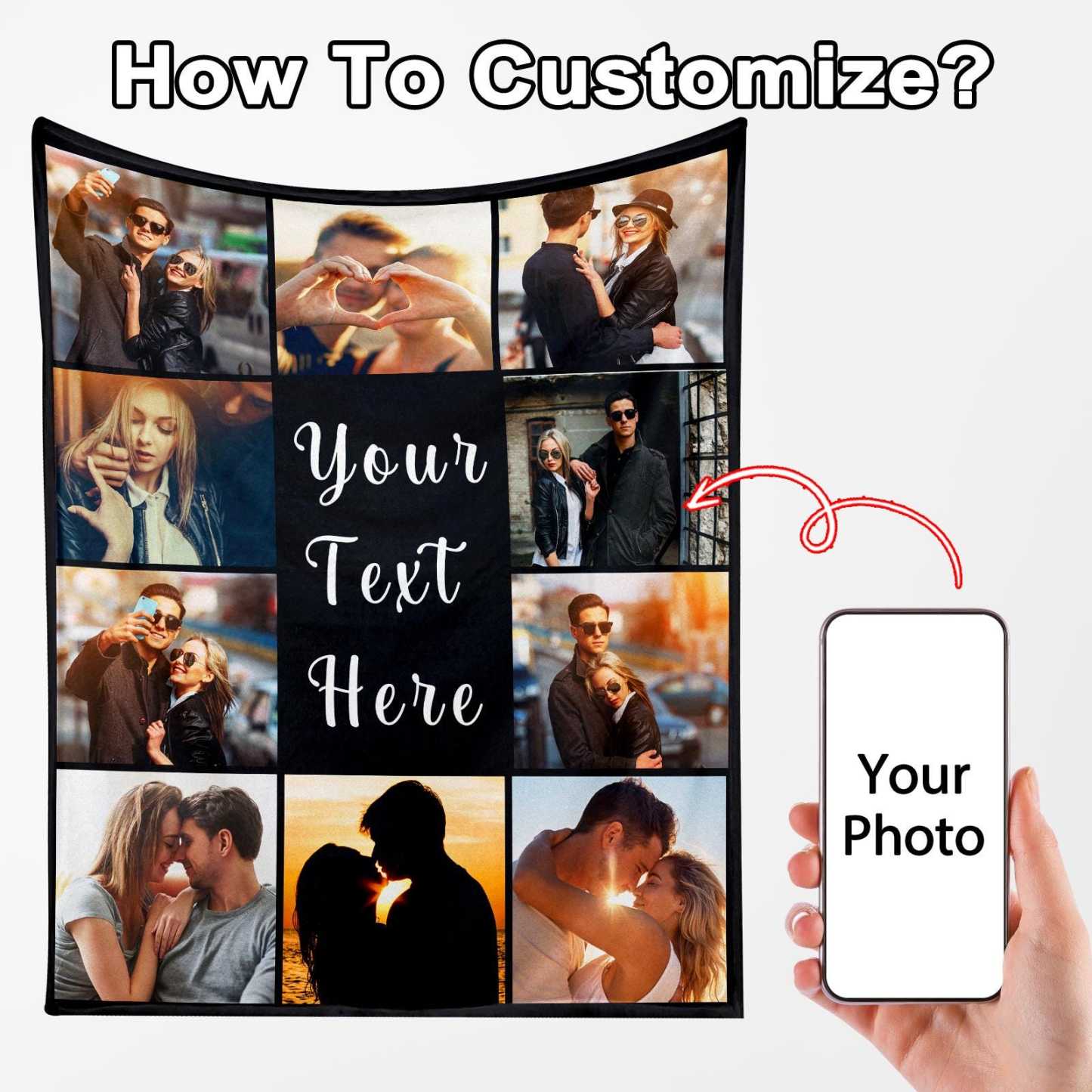 Custom Photo Blanket for Women Men Picture Blanket Throw Blanket, Personalized Anniversary Birthday Gifts For Wife or Couple Gifts