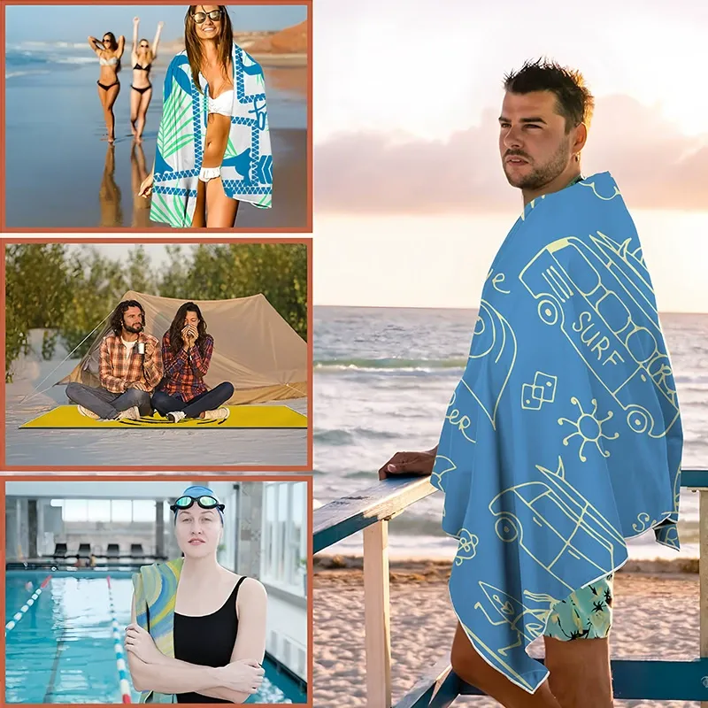 Magnetic Beach Towel with Hawaiian Design – Sand-Free & Quick-Dry - Get Photo Blanket