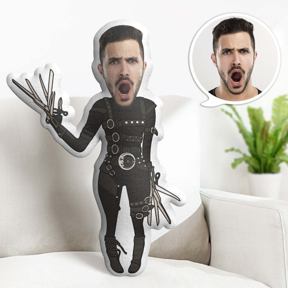 Custom Face Minime Throw Pillow Halloween Pillow Edward Scissorhands Throw Pillow Gifts - Get Photo Blanket