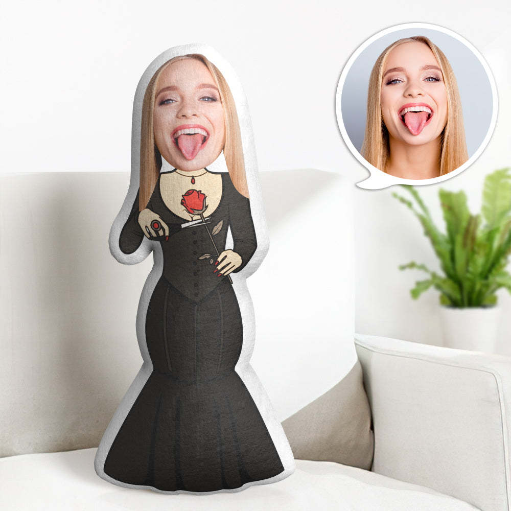 Personalized Face Minime Throw Pillow Custom Halloween Minime Throw Pillow Horror Queen - Get Photo Blanket