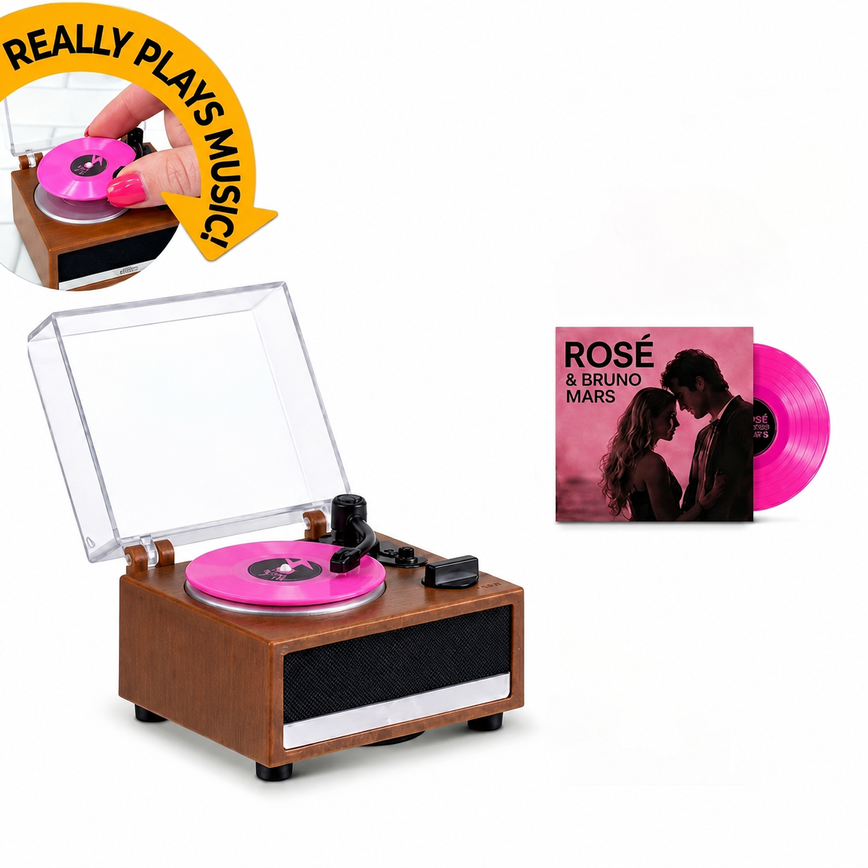 Personalized Mini Music Player Really Spins & Play Music Custom Album Cover & Photo Vinyl & DIY Vinyl Color Gift for Couples