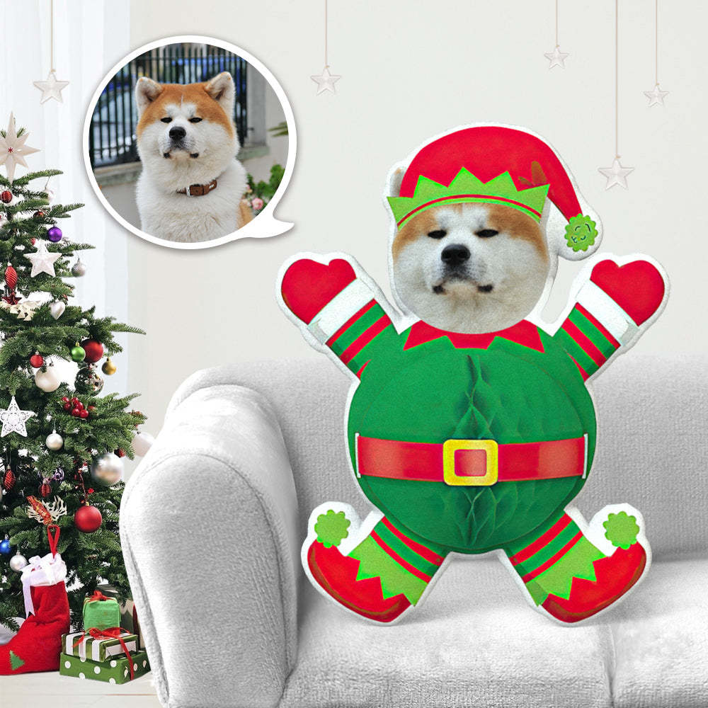 Dog Photo Pillow Dog Face Pillow Personalized Dog Pillow Custom Dog Pillow Dog Picture Pillow Green Christmas Costume MiniMe Dog Costume Pillow Doll
