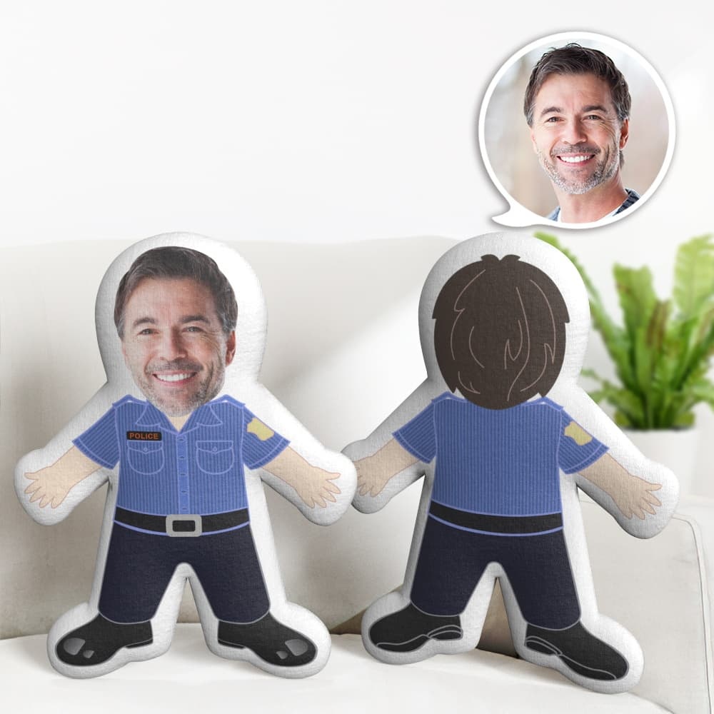 Custom Face Police Pillow Mini Me Doll Human Gift Personalized Face Doll Gift