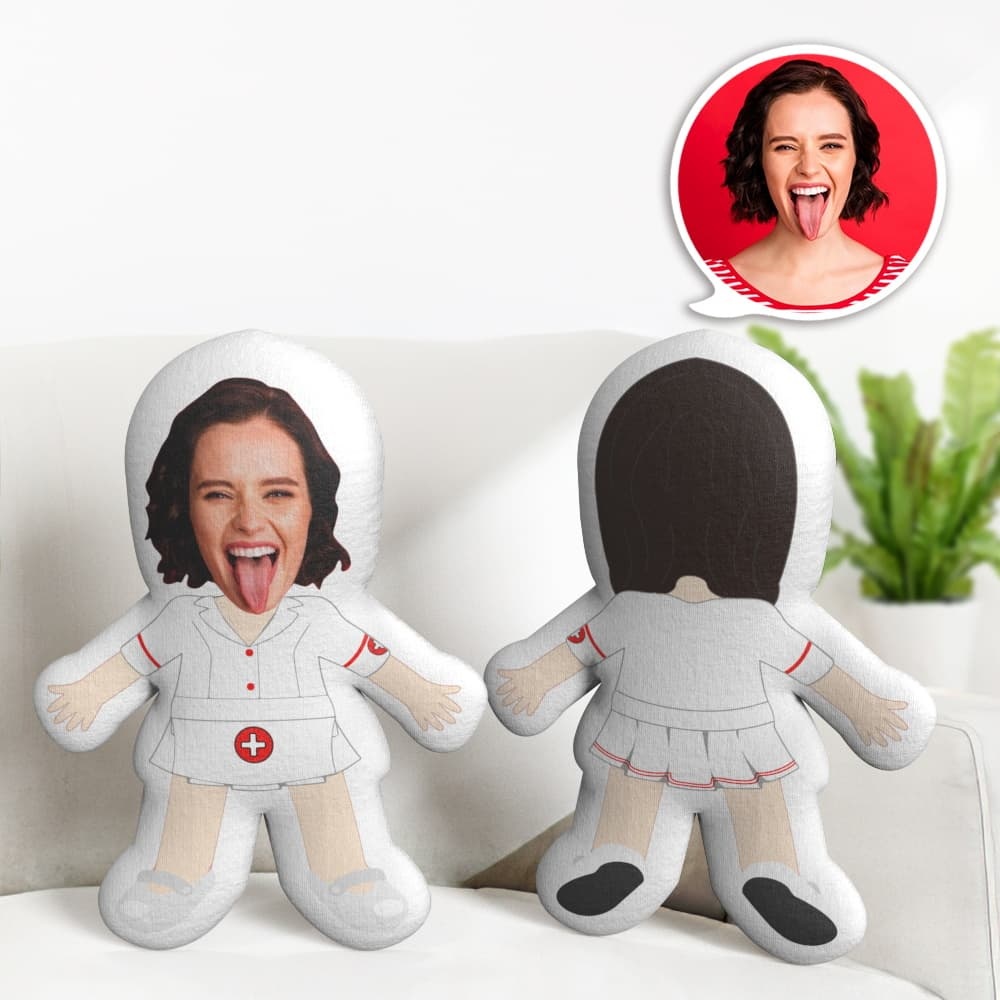 Custom Face Female Nurse Pillow Mini Me Doll Human Gift Personalized Face Doll Gift