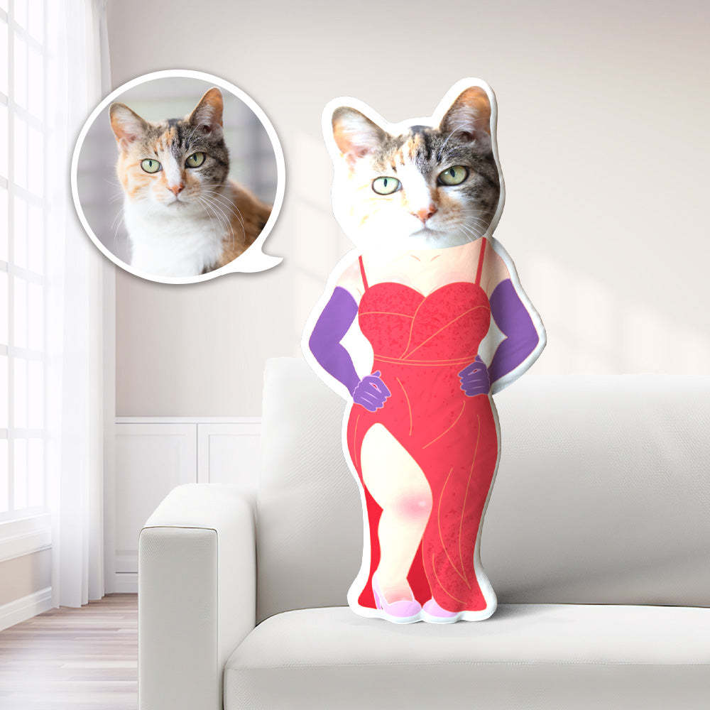 Sexy Girl Photo Pillow Cat Face Pillow Personalized Pet Pillow Costume MiniMe Doll