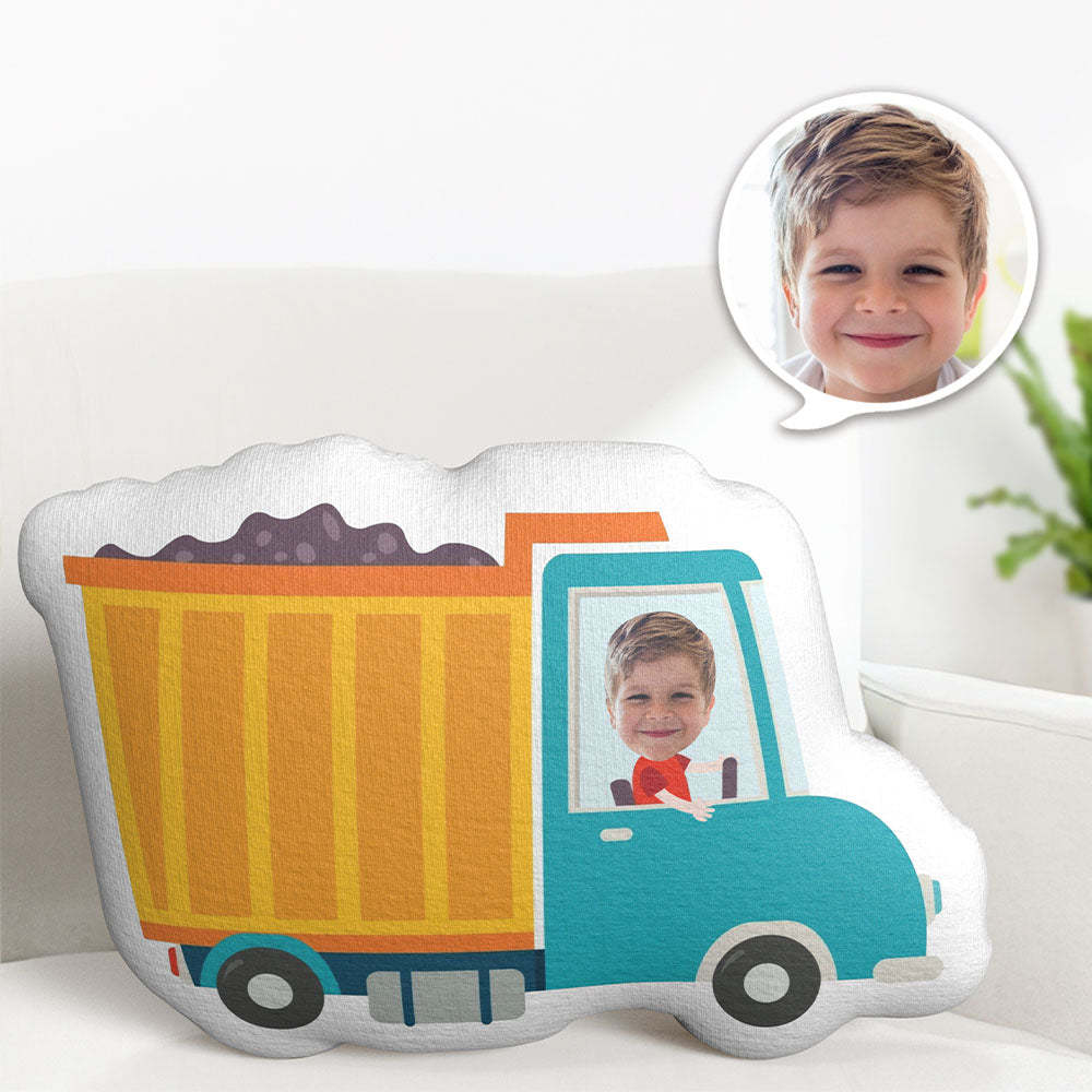 Custom Photo Pillow Truck Driver Personalized Face Doll MiniMe Pillow Gifts for Boy - Get Photo Blanket
