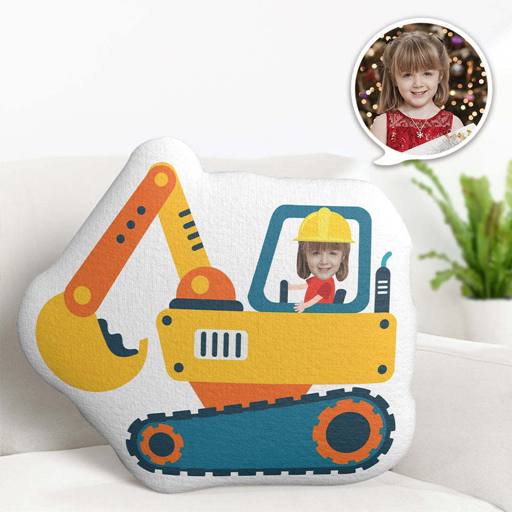 Personalized Face Pillow Excavator Driver Custom Photo Doll MiniMe Pillow Gifts for Kids - Get Photo Blanket