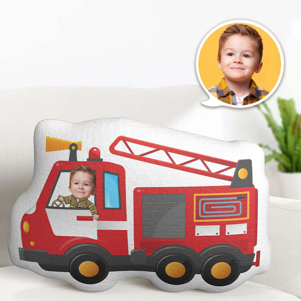 Personalized Face Pillow Fire Truck Driver Custom Photo Doll MiniMe Pillow Gifts for Kids - Get Photo Blanket