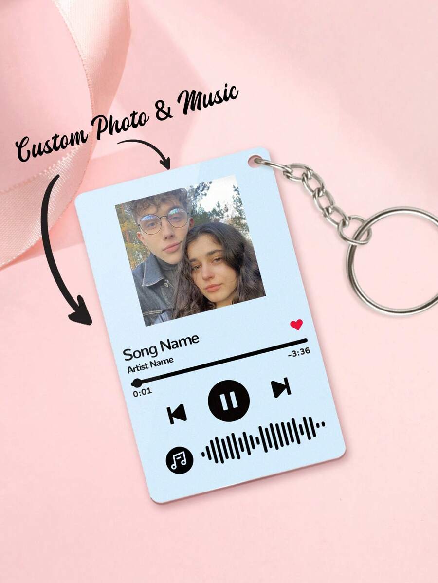 Custom Spotify Keychain Personalized Scannable Keychain Couple Gift