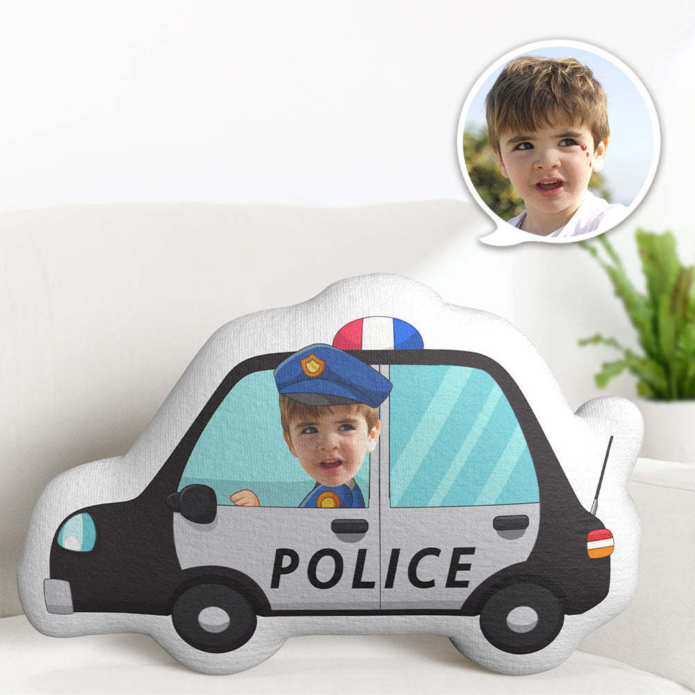 Personalized Face Pillow Police Car Driver Custom Photo Doll MiniMe Pillow Gifts for Kids - Get Photo Blanket