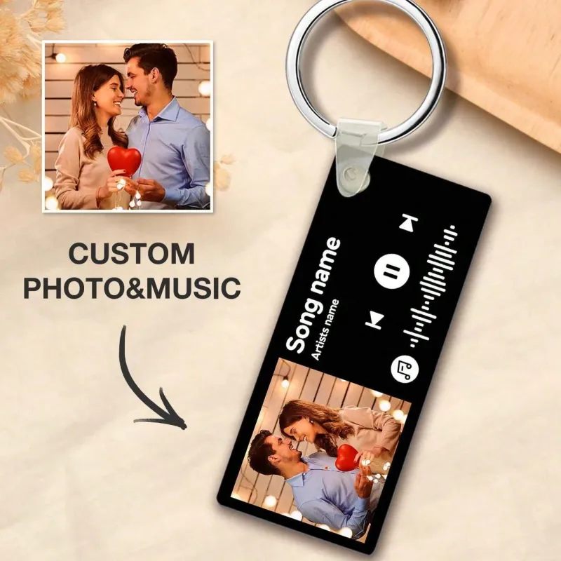 1pc Custom Music Song Keychain, Personalised Engraved Music Code Keychain, Personalised Music Code Keychain
