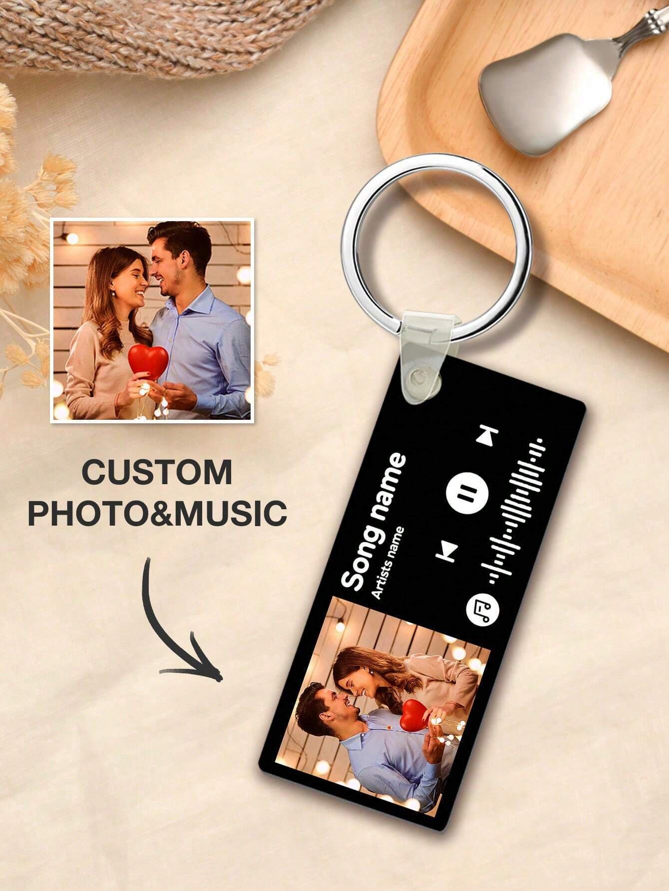 1pc Custom Music Song Keychain, Personalised Engraved Music Code Keychain, Personalised Music Code Keychain