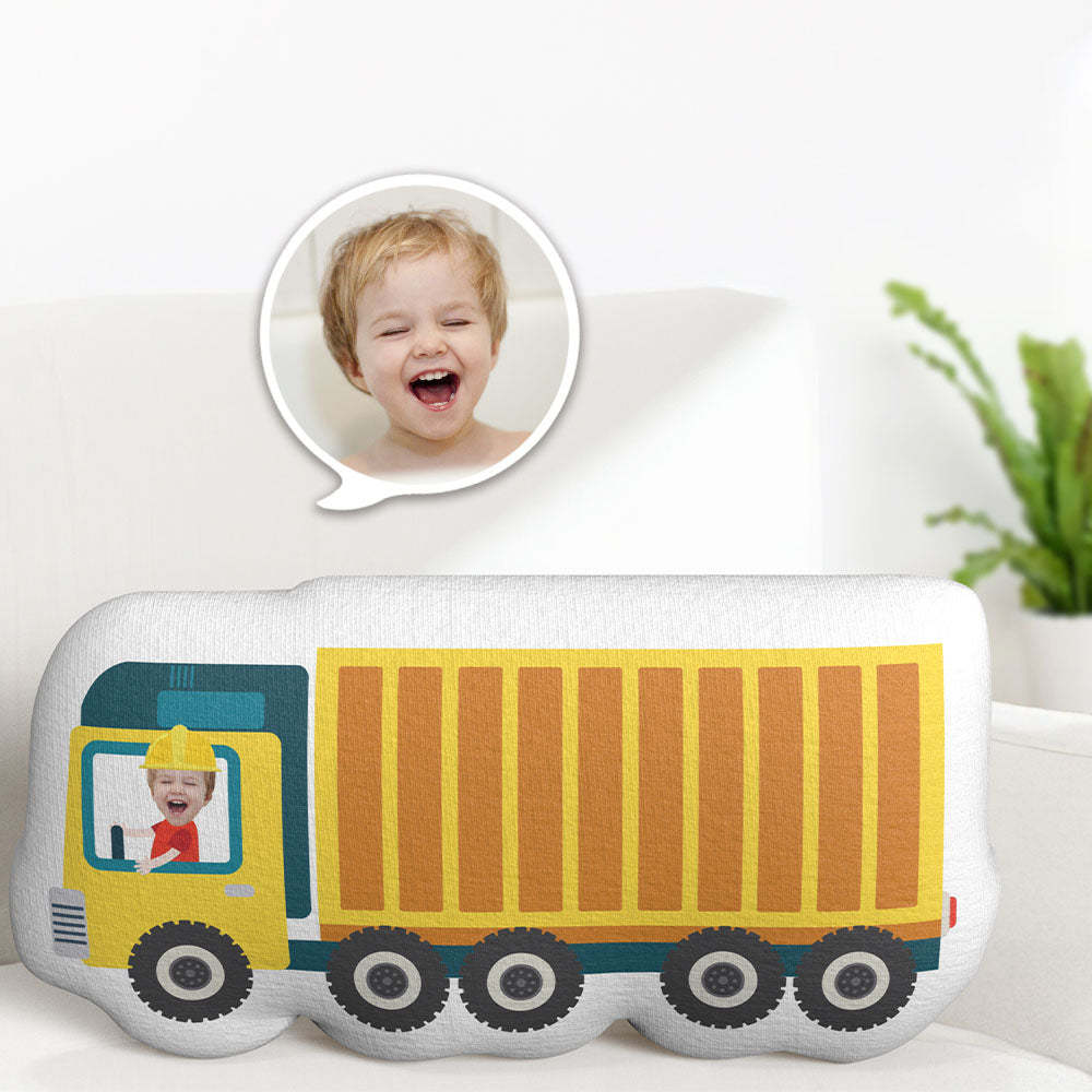 Custom Face Pillow Cargo Truck Driver Personalized Photo Doll MiniMe Pillow Gifts for Kids - Get Photo Blanket