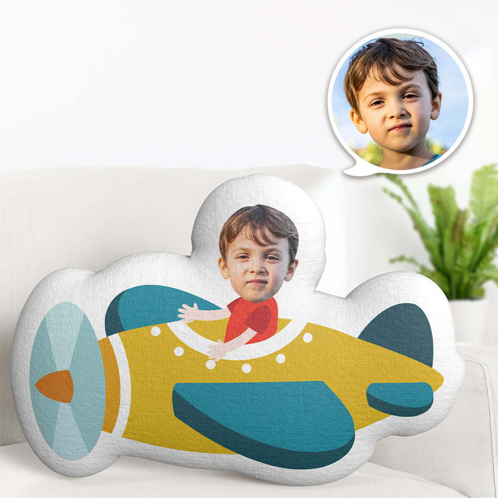 Custom Face Pillow Aircraft Personalized Photo Doll MiniMe Pillow Gifts for Kids - Get Photo Blanket