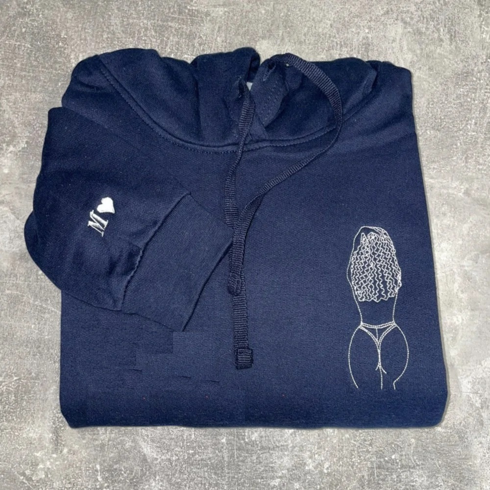 Custom Embroidered Sweatshirt – Personalized Sexy Portrait Gift for Him