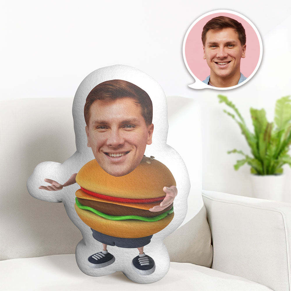 Custom Face Pillow Minime Dolls Hamburger Man Personalized Photo Gifts - Get Photo Blanket