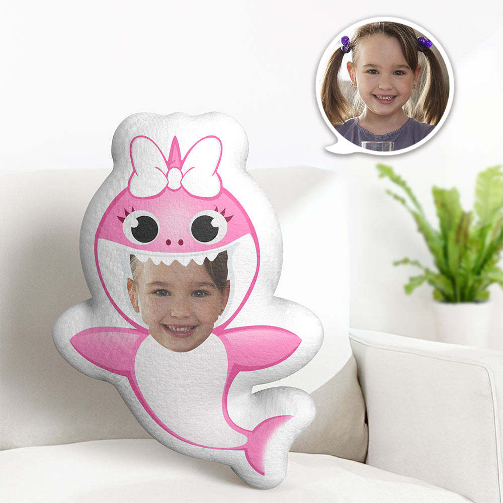 Custom Face Pillow Minime Dolls Pink Shark Personalized Photo Gifts for Girl - Get Photo Blanket