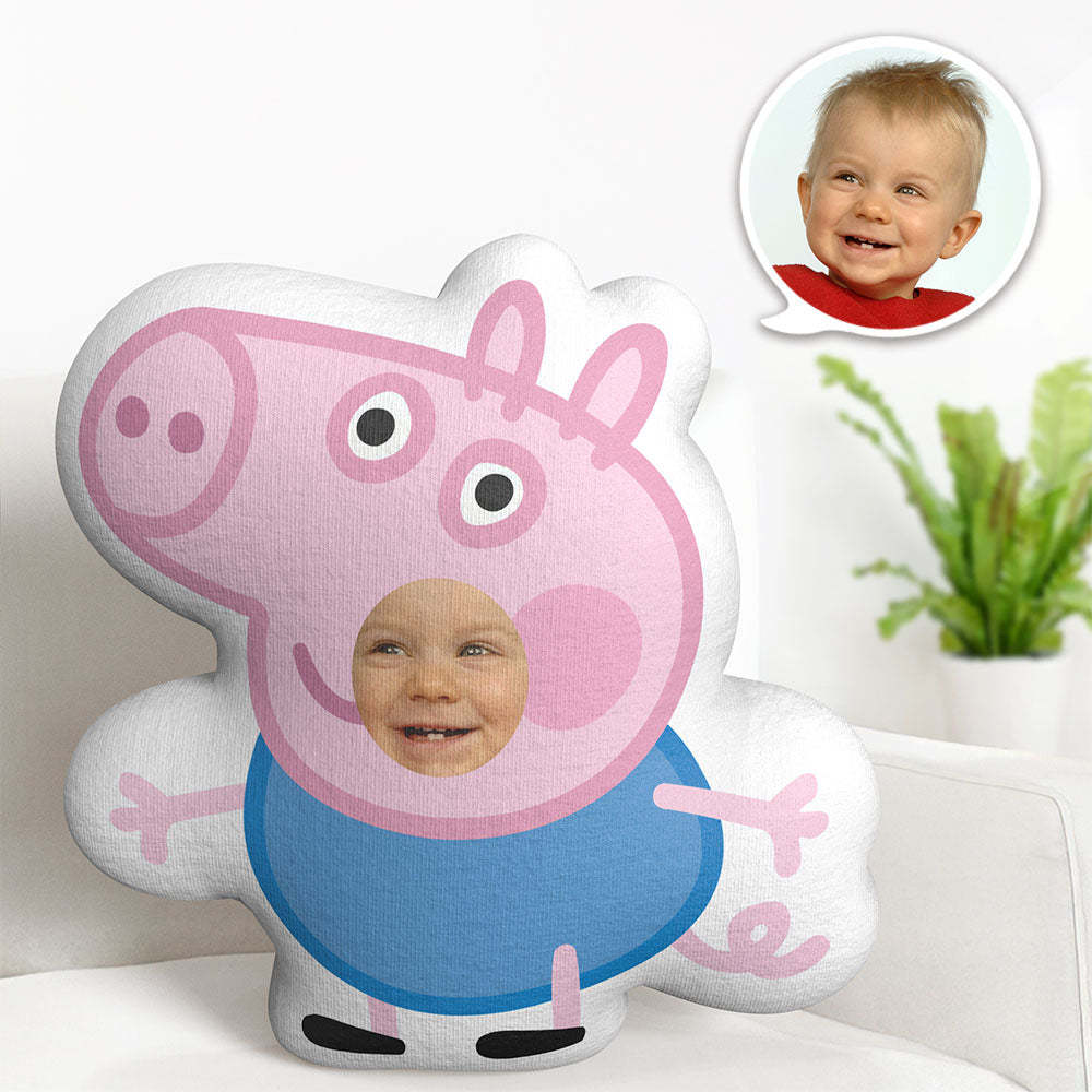 Custom Face Pillow Minime Pig Dolls George Personalized Photo Gifts for Him - Get Photo Blanket