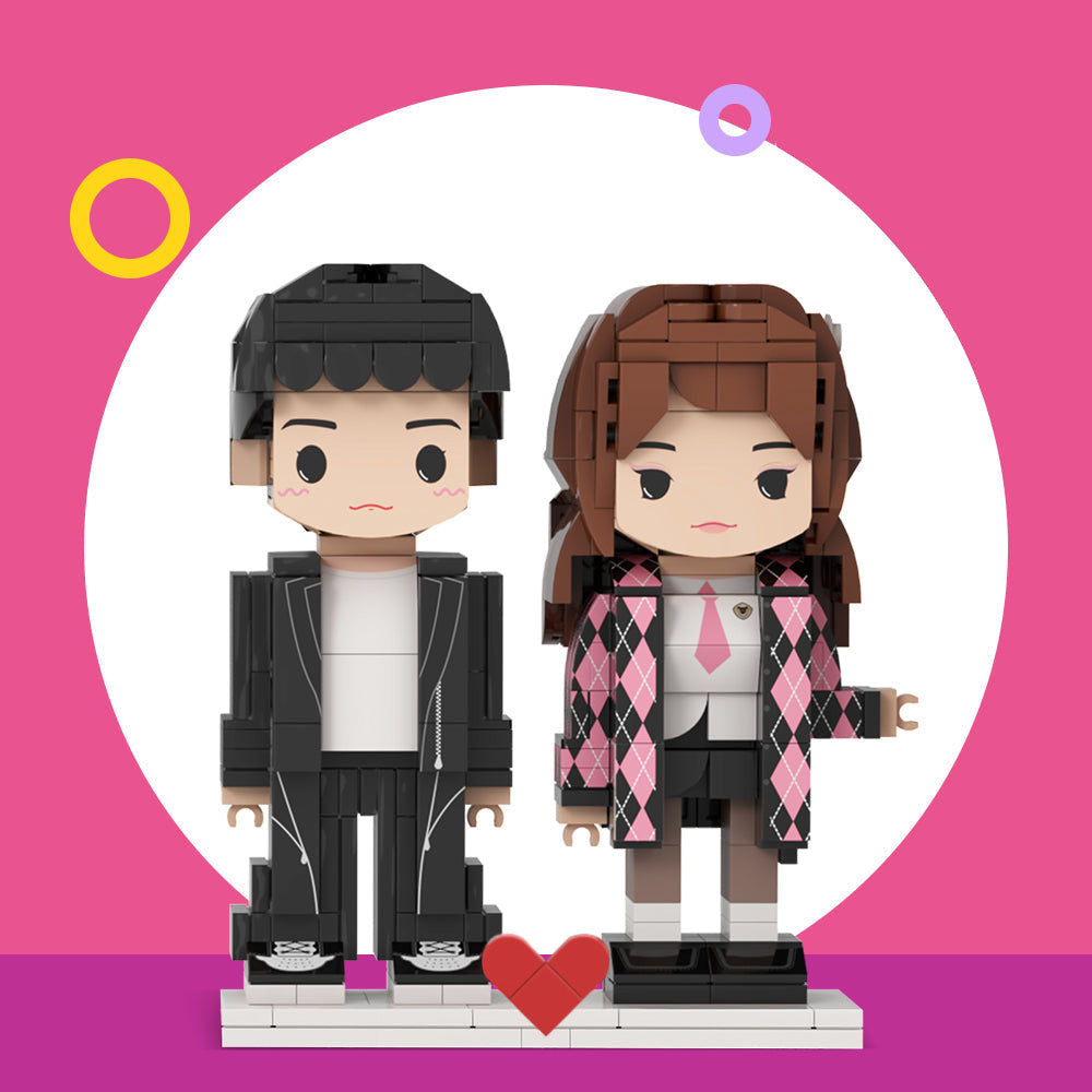 Customizable Fully Body 2 People Custom Brick Figures Persanalized Cute Face Brick Figures Gifts for Her Valentine's Day Gifts