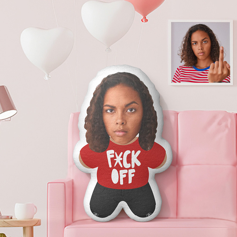 Custom Minime Throw Pillow F*K OFF Personalized Photo Minime Pillow - Get Photo Blanket