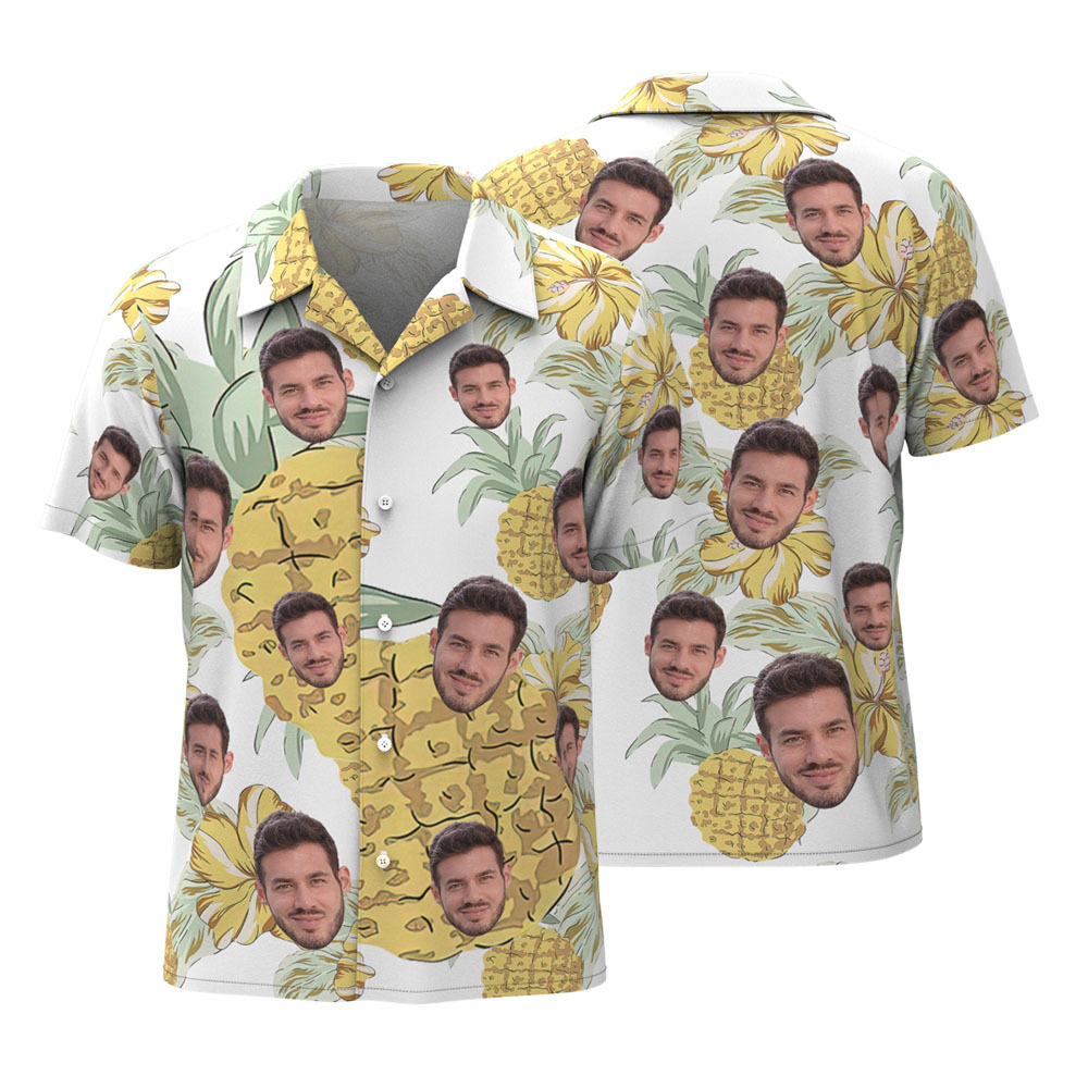 Custom Hawaiian Vintage Shirts Face Button-down Shirts With Hawaiian Style Pattern - Get Photo Blanket