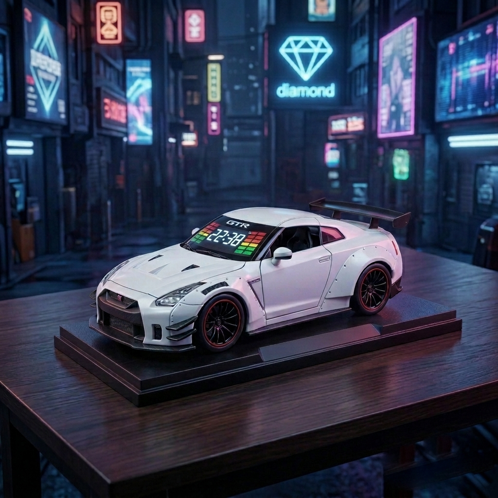 Hypercar Alarm Clock with Engine Sound, Exhaust Effect & LED Lights Collectibles and Decor Gift