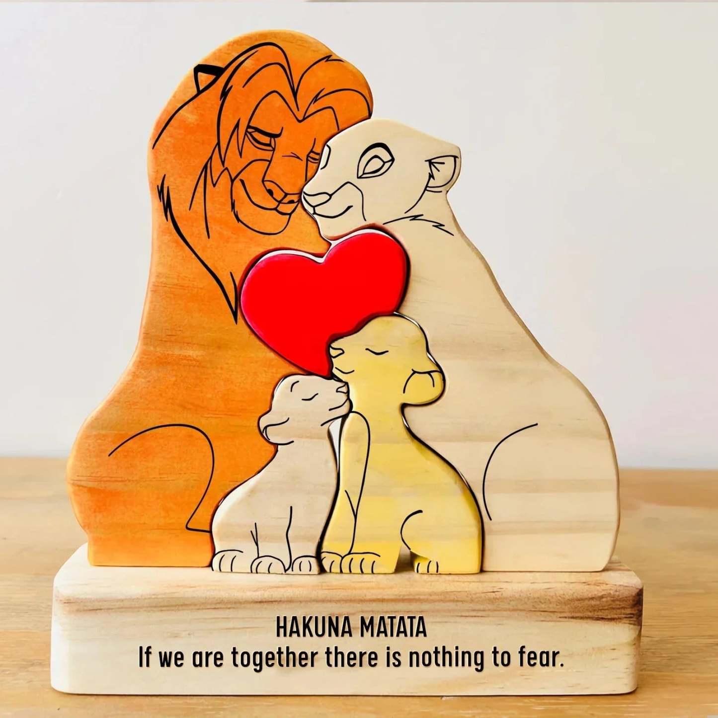 Wooden Lions Family Custom Names Puzzle Home Decor Gifts