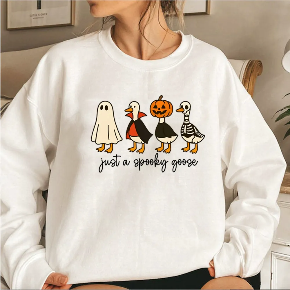 Just a spooky goose Sweatshirt, Just a Spooky Goose Sweatshirt, Halloween Sweatshirt, Skeleton Goose Tee, Spooky Season Shirt