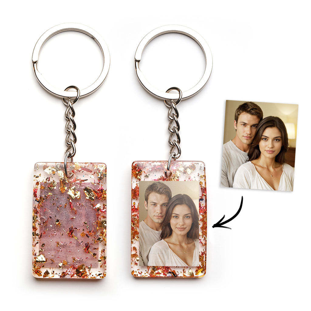 Personalized Photo Keychain Customized with Your Photo Resin Photo Keychain Anniversary Gift - Get Photo Blanket
