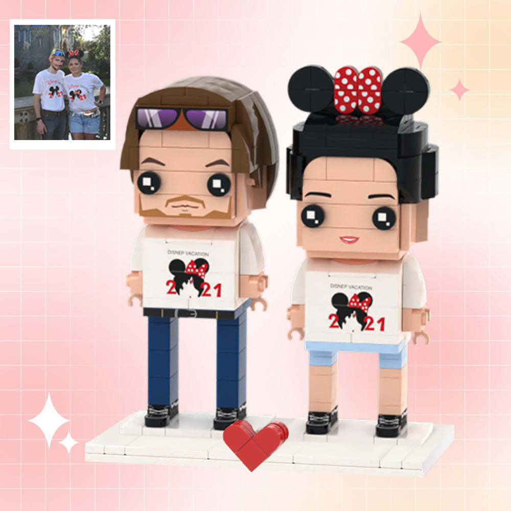 Customizable Fully Body 2 People Custom Brick Figures Traveling Couples Brick Me Figures 2024 Christmas Gifts