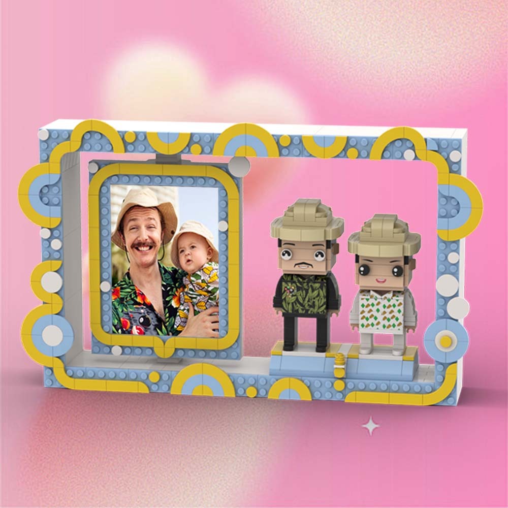 Custom Brick Figures Full Body Customizable 2 People Photo Frame Customization Small Particle Block - Get Photo Blanket