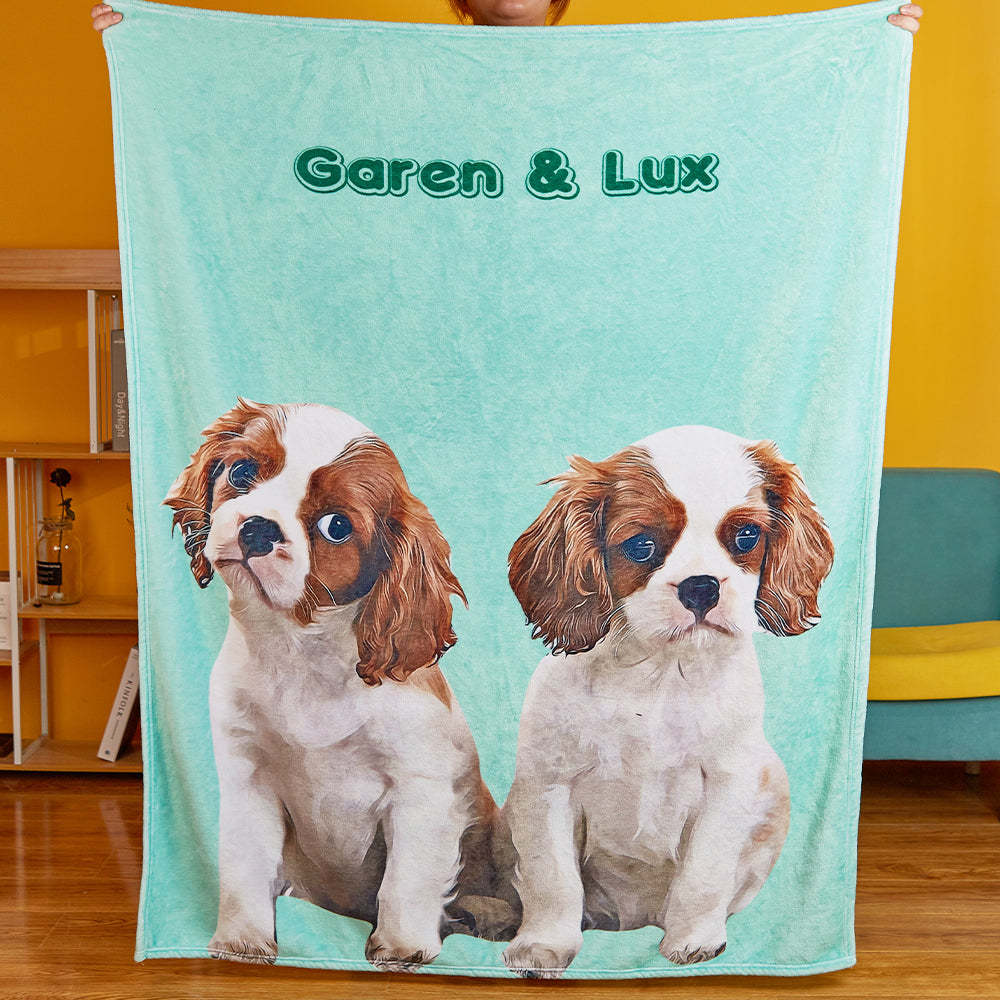 Custom Photo Blanket Pet Portrait Blanket Personalized Photo Blanket With Dog Face