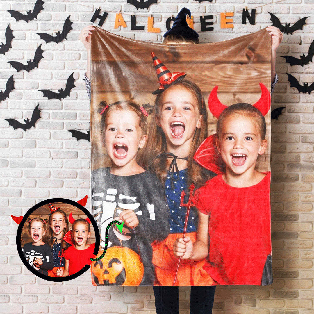 Halloween Gifts Custom Picture Blanket Personalized Photo BlanketBest Gift for Family