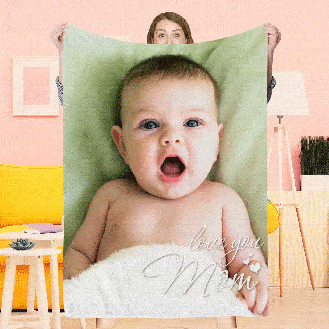 Mother's Day Blankets Custom Photo Blanket Personalized Gift For Mom Love You Mom