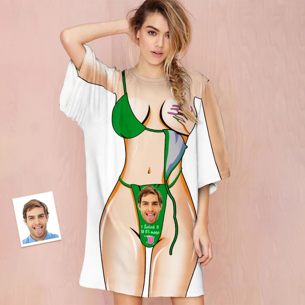 Custom Face Funny Bikini Body Print Nightdress Creative Personalized Gifts - Get Photo Blanket