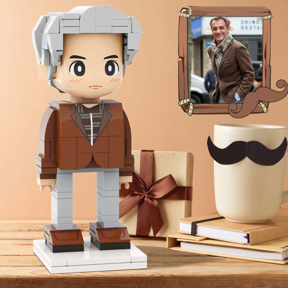 Full Body Duddu Brick Figures Customizable 1 Person Custom Brick Figures Small Particle Block Toy Brick Me Figures For My Classic Old Man On Father's Day - Get Photo Blanket