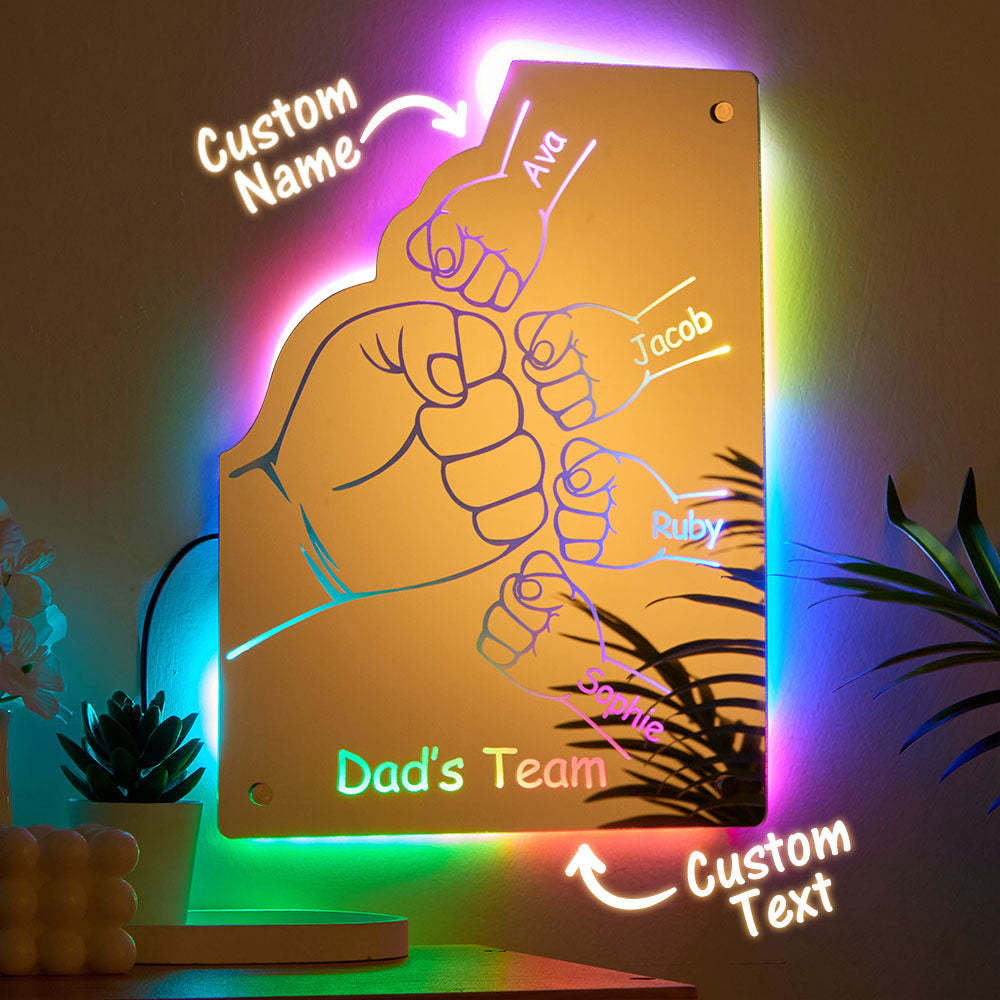 Custom Family Name Mirror Light Personalized Father's Day Fist Mirror Light - Get Photo Blanket