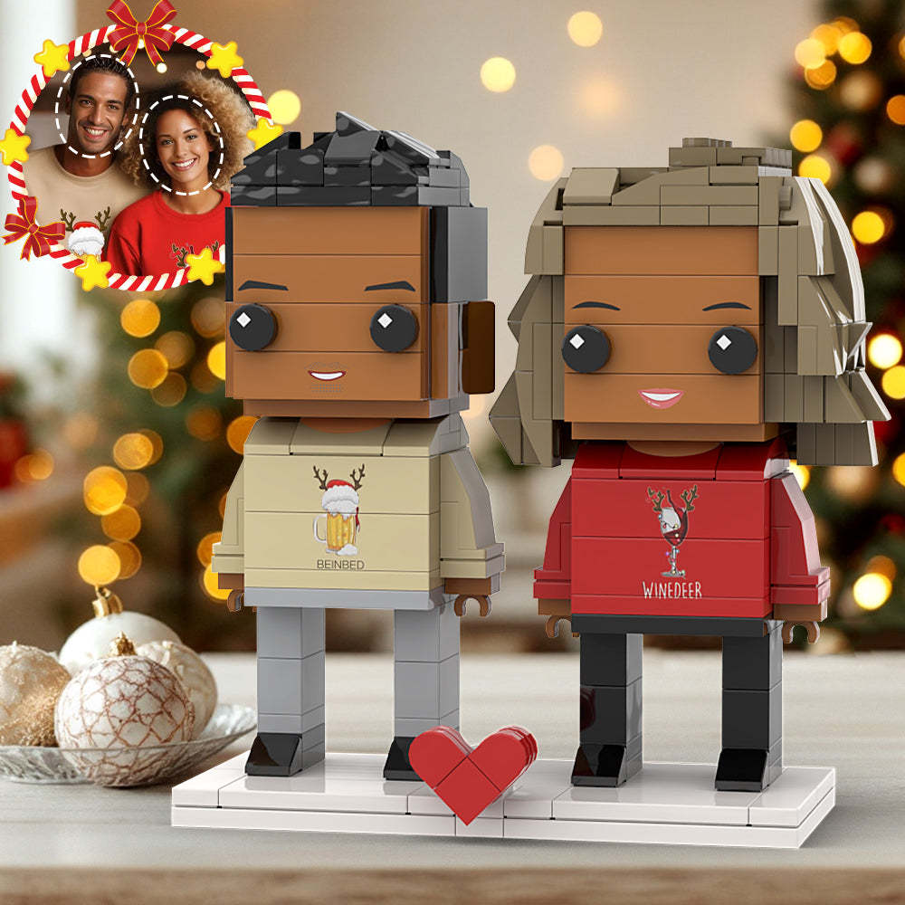 Customizable Head Interlocking Plastic Toy Drinking Couple Matching Shirt Christmas Gift For Couples - Get Photo Blanket