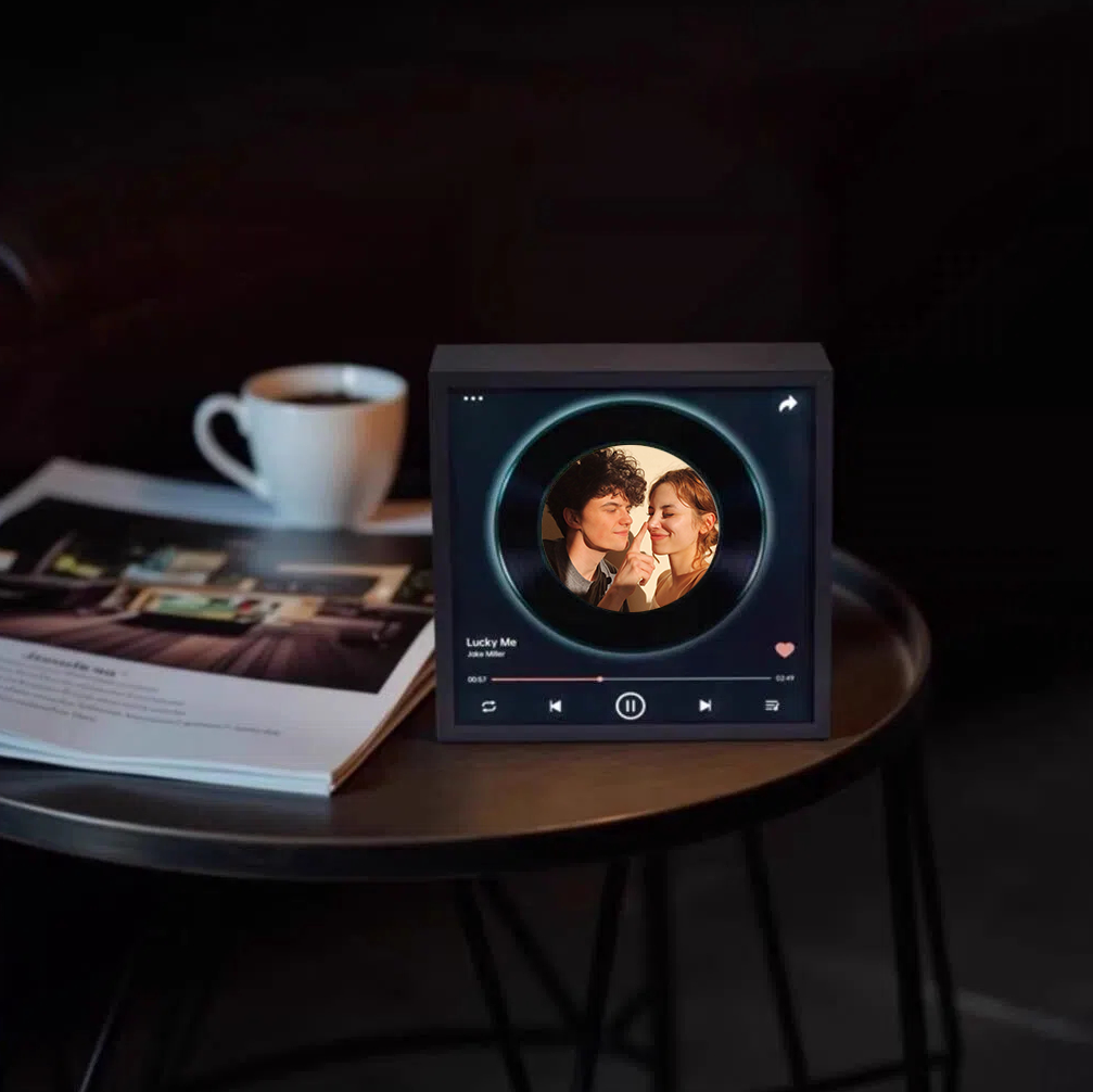 Custom Music Fridge Magnet with Night Light Mode That Plays Music Without Phone with Brightness Adjustment & Bluetooth Speaker Function Music Gift for Couples - Get Photo Blanket